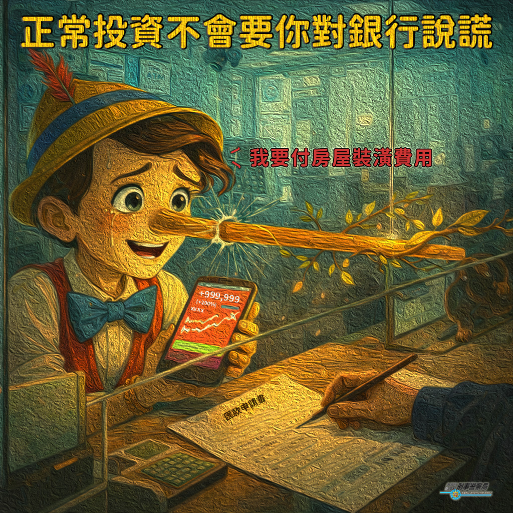 【正常投資不會要你對銀行說謊】宣導圖片